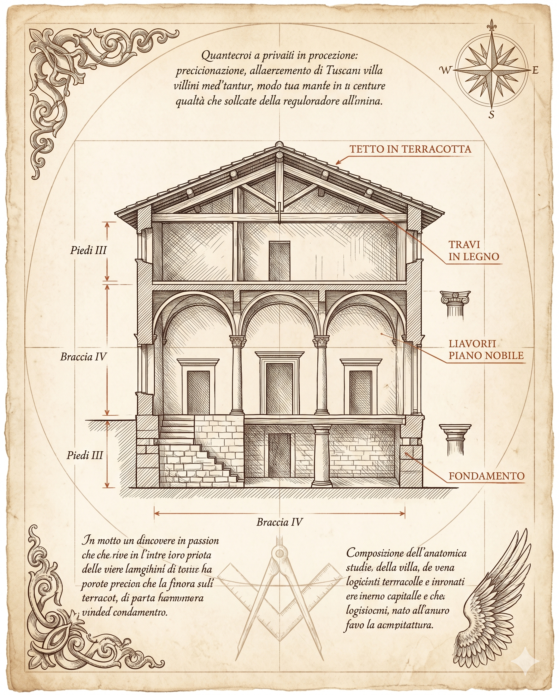 Disegno architettonico Villa Claudia